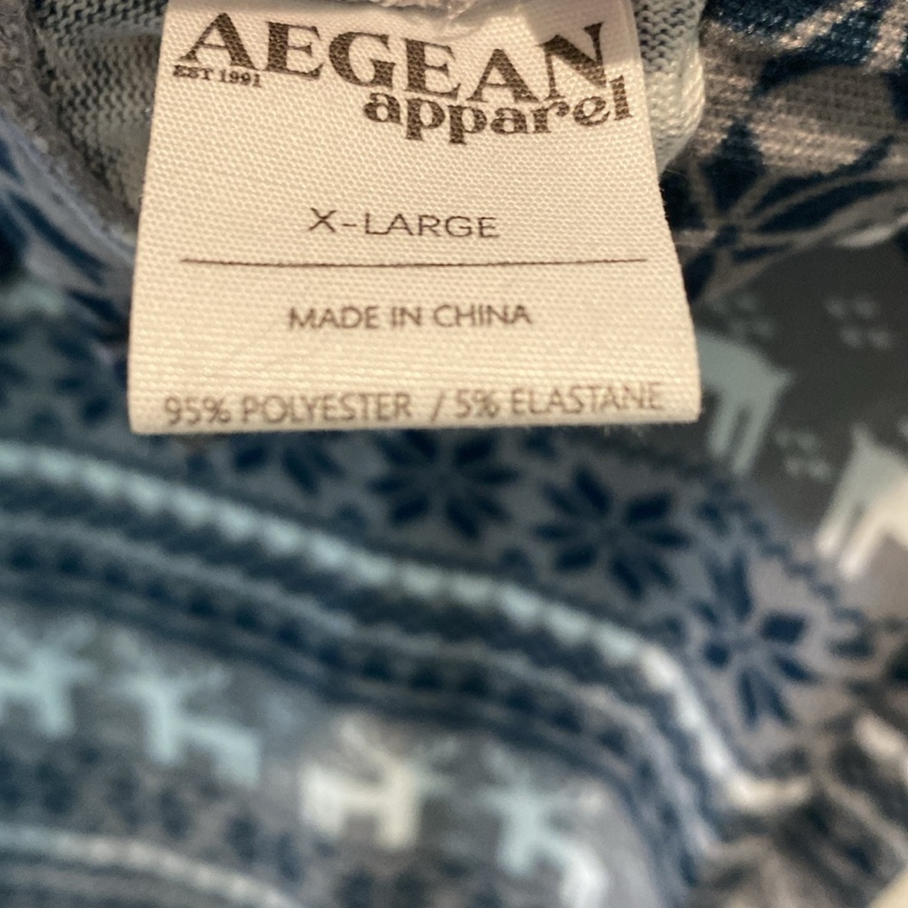 Aegean Apparel Men’s Pajama Pants. Gray/Blue/White w/Deer Design. Size XL - Picture 5 of 5
